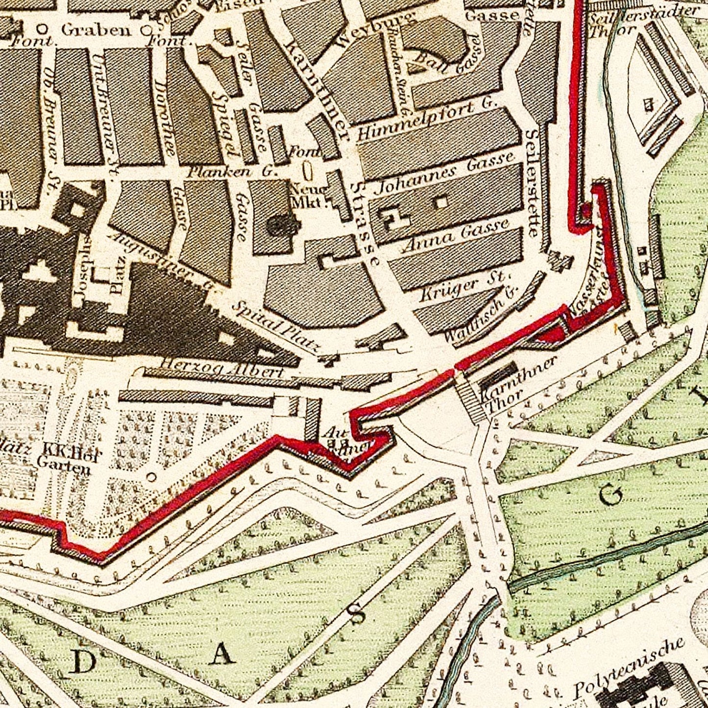 Vintage Map of Vienna, Austria, 1833