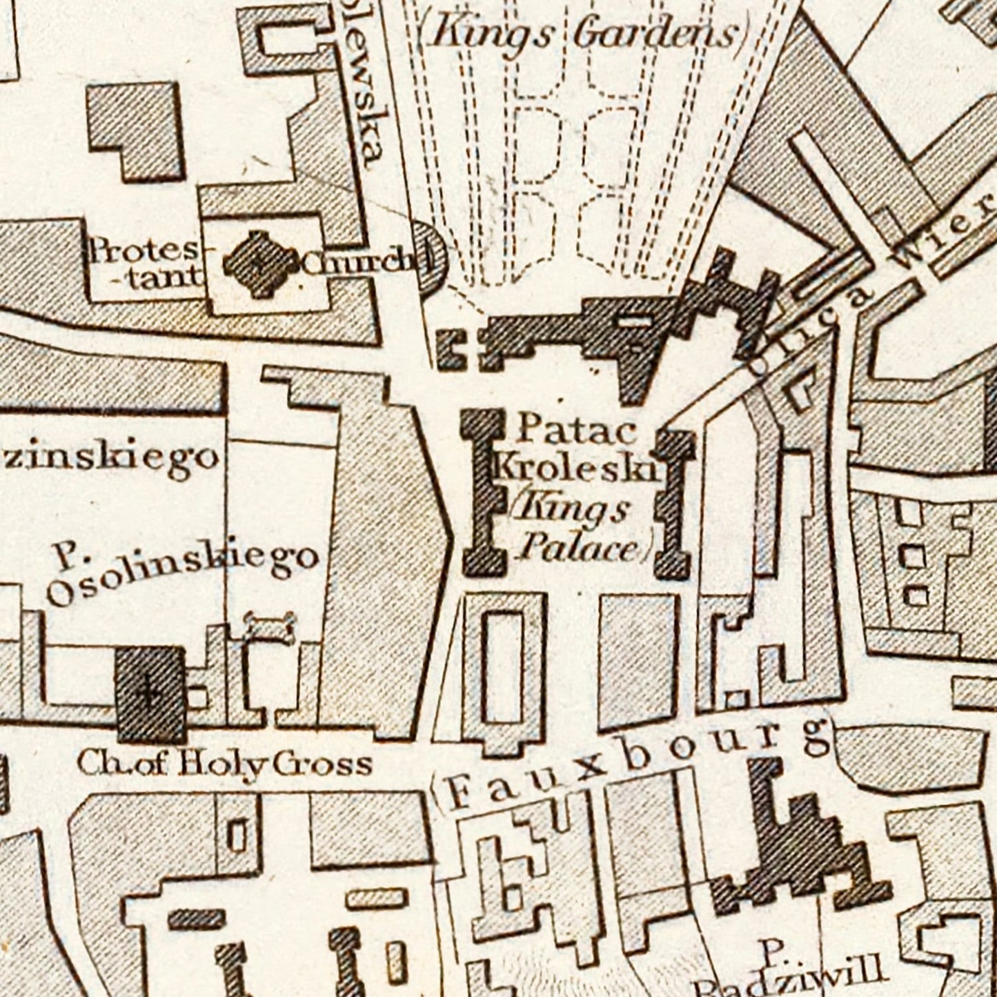 Vintage Map of Warsaw, Poland, 1831