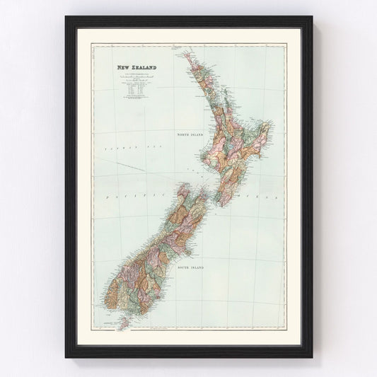 Vintage map of New Zealand, 1904