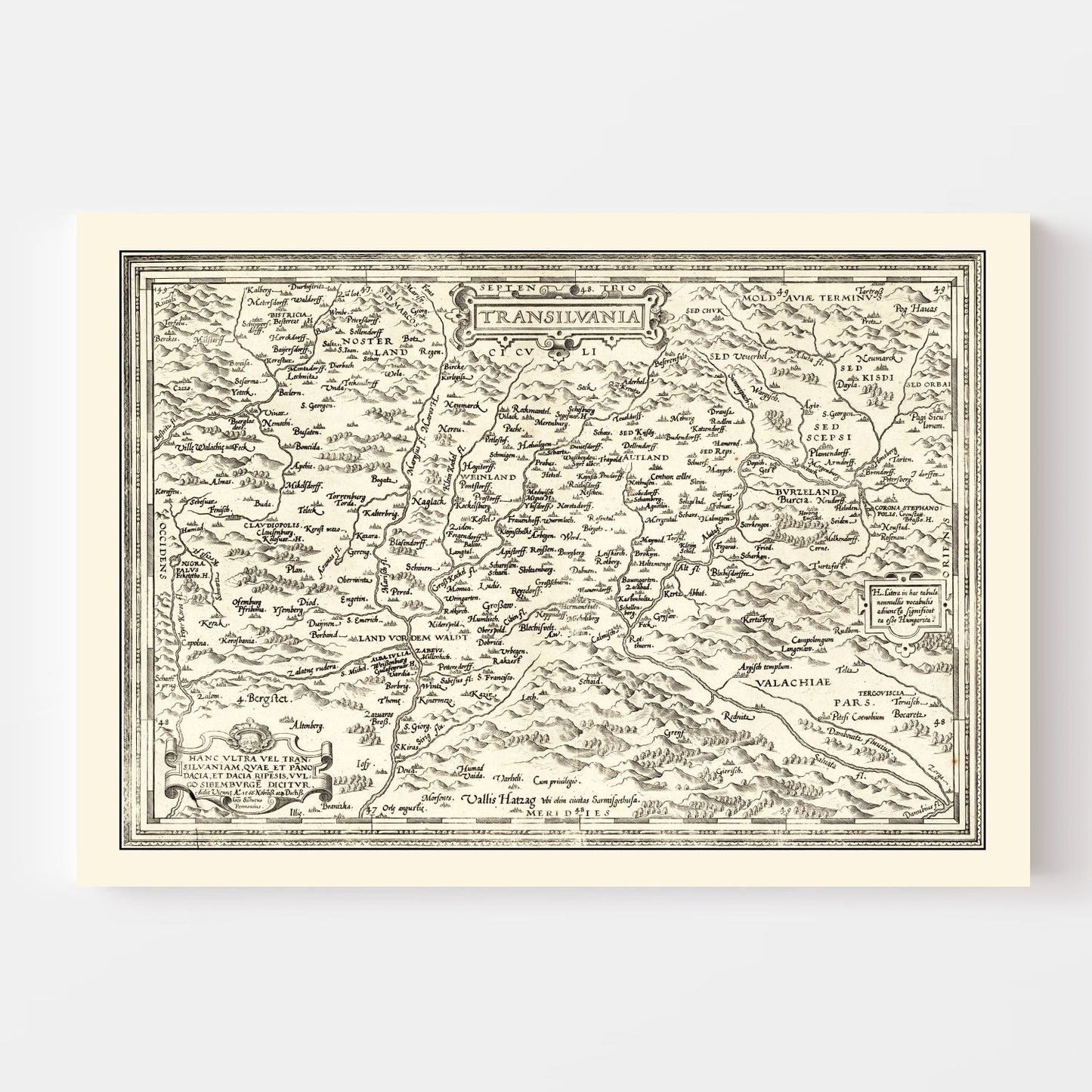 Vintage Map of Transylvania, 1665