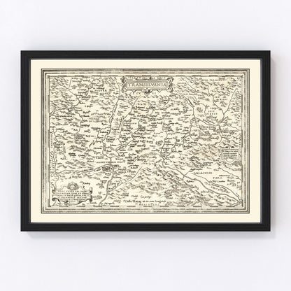vintage map of Transylvania, 1665, Baroque antique cartography