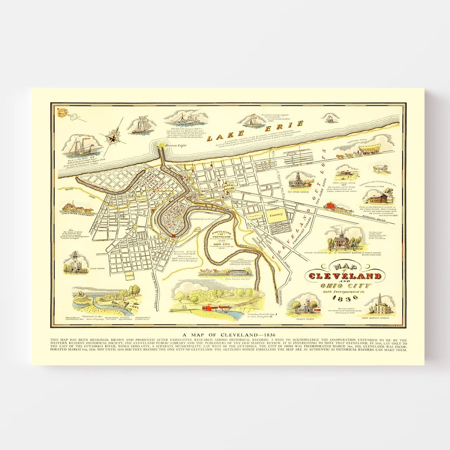 Vintage Map of Cleveland, Ohio 1937