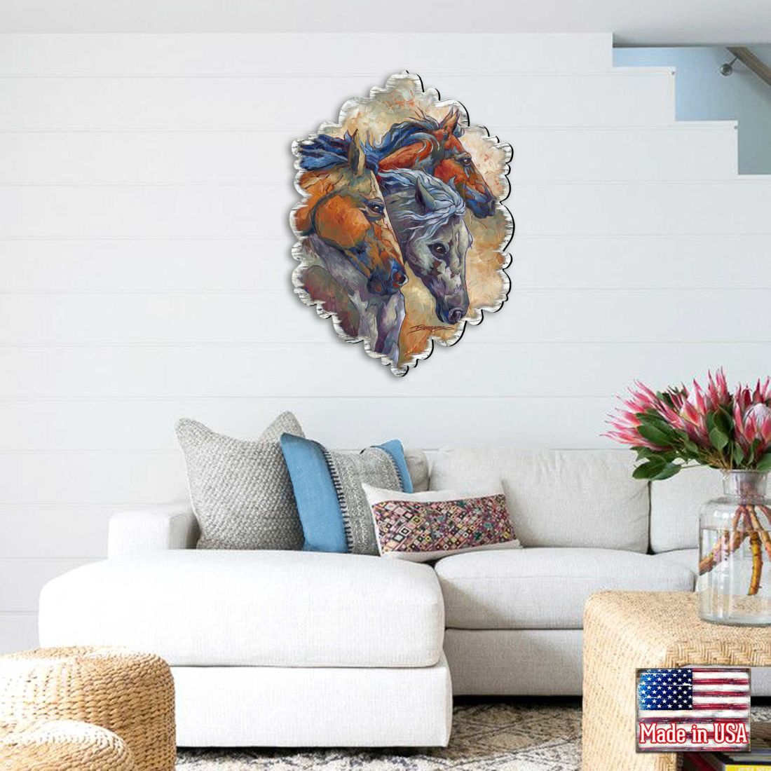 Running Horses Wood Wall Art and Door Hanger