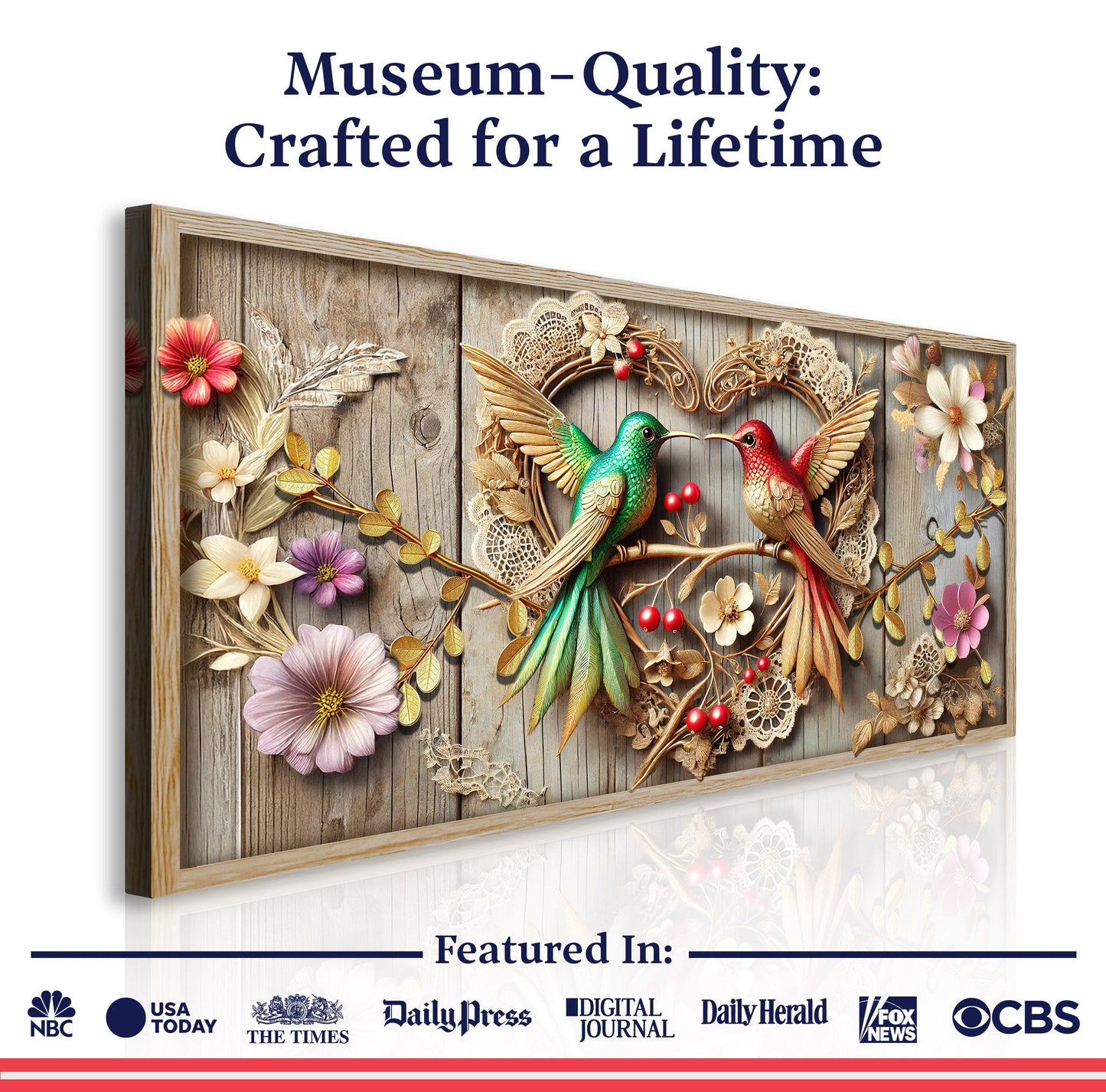 3D Hummingbirds Canvas Wall Art VII