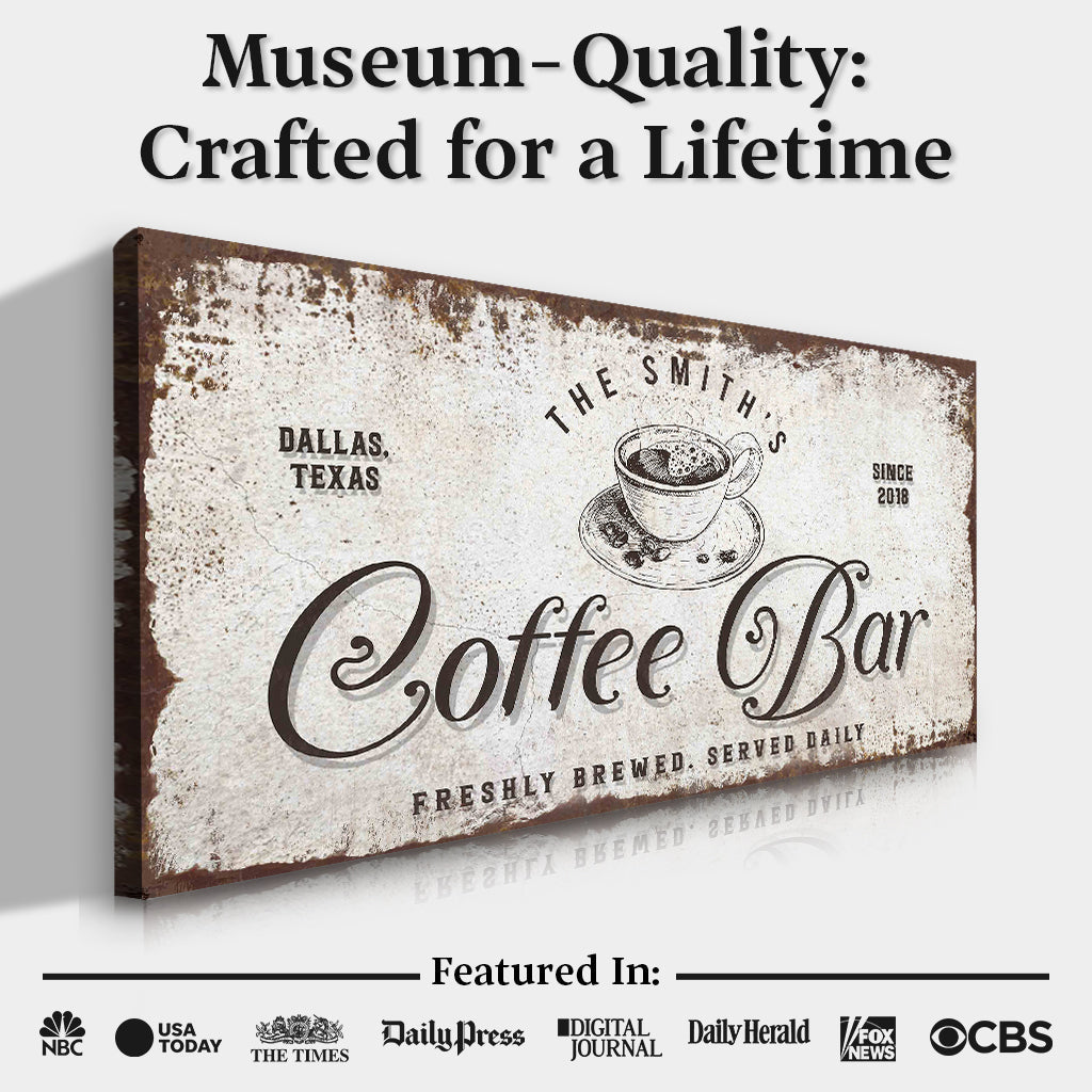 Personalized Coffee Bar Canvas Sign