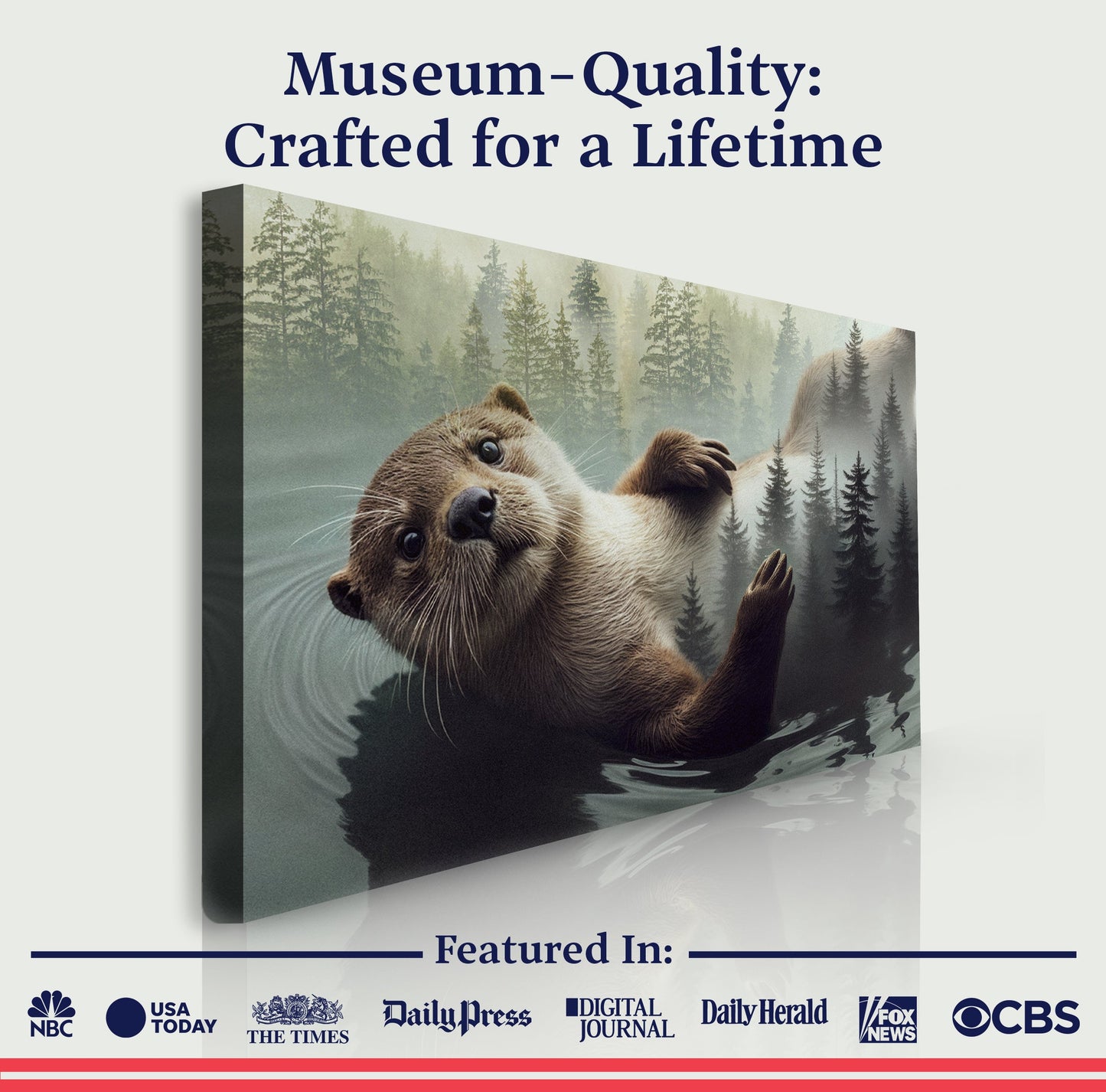 Otter Double Exposure Canvas Wall Art