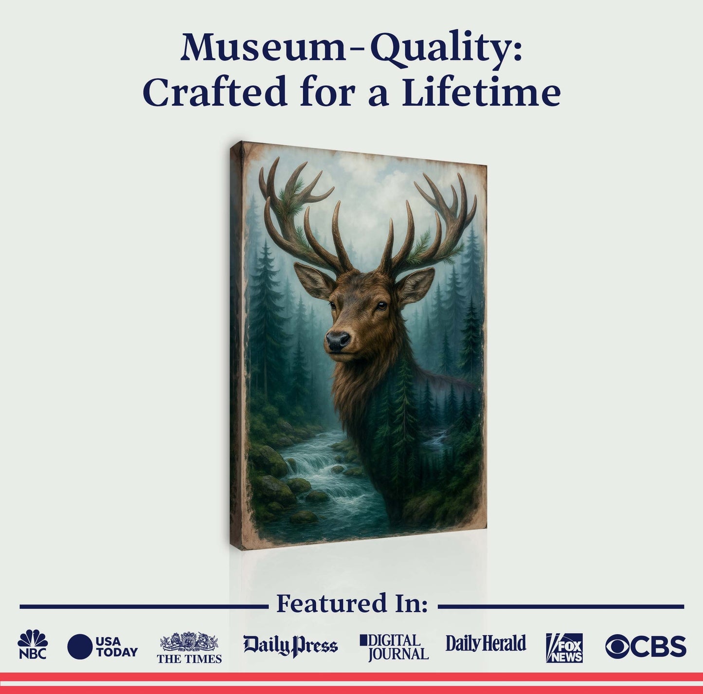 Misty Stag Double Exposure Canvas Wall Art