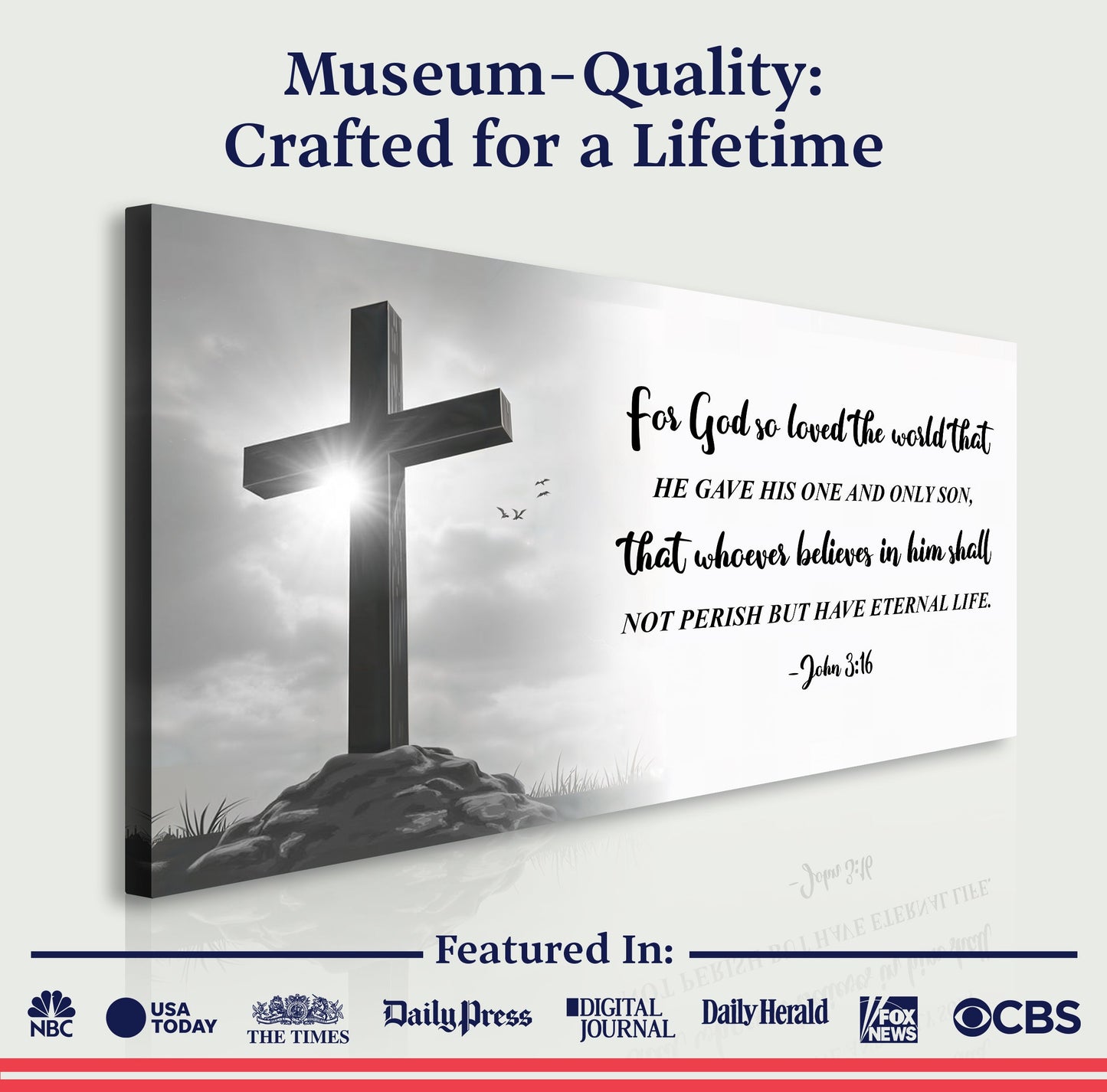John 3:16 Christian Canvas Wall Art Sign