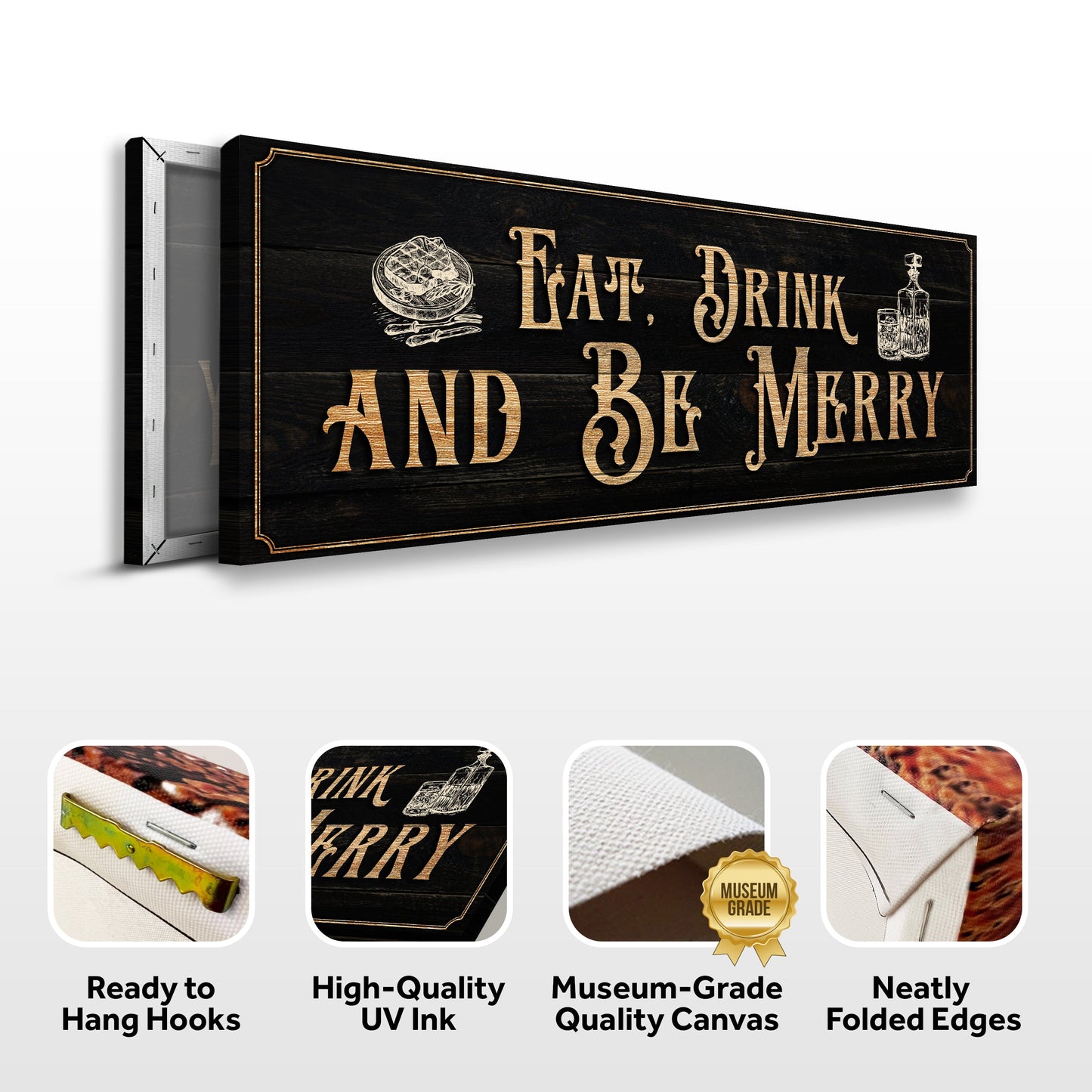 Eat Drink and Be Merry Family Canvas Wall Sign