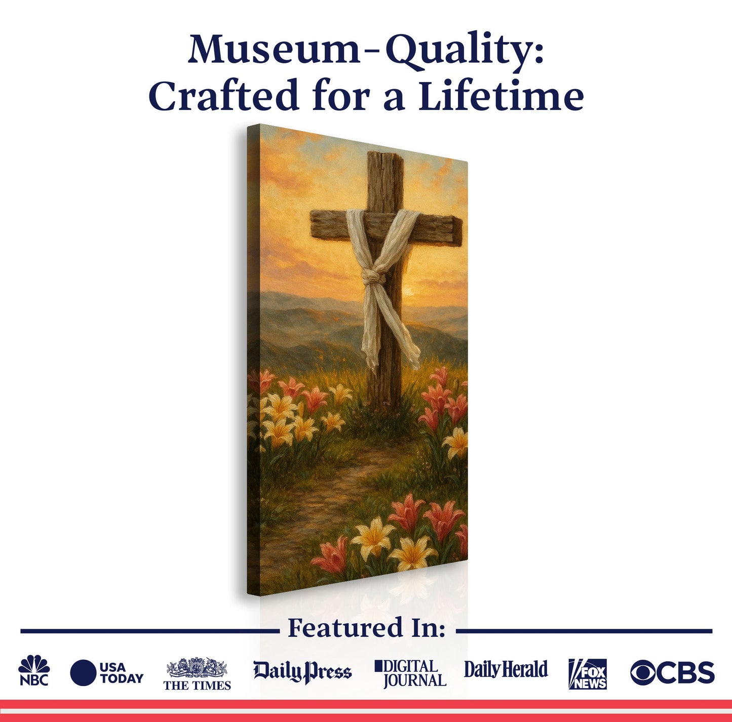 Cross and Flowers Faith Canvas Wall Art III