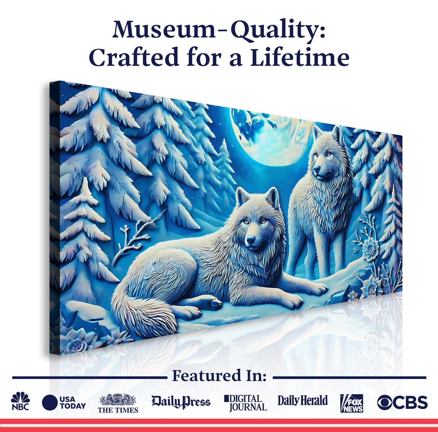 3D Wolves Canvas Wall Art Print