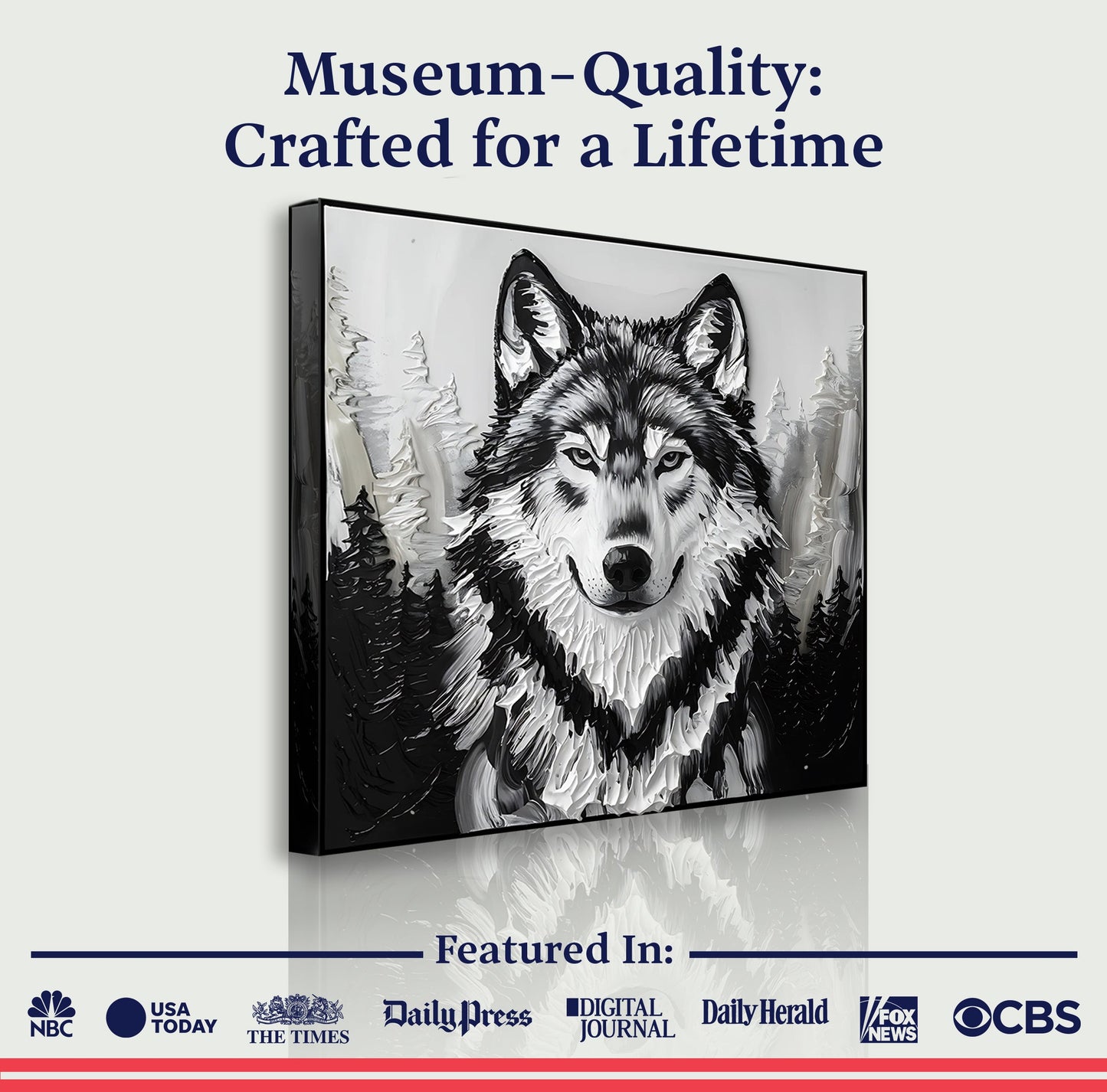 3D Wolf Canvas Wall Art Square