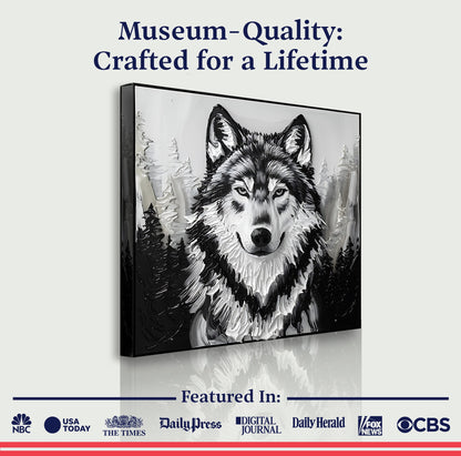 3D Wolf Canvas Wall Art Square