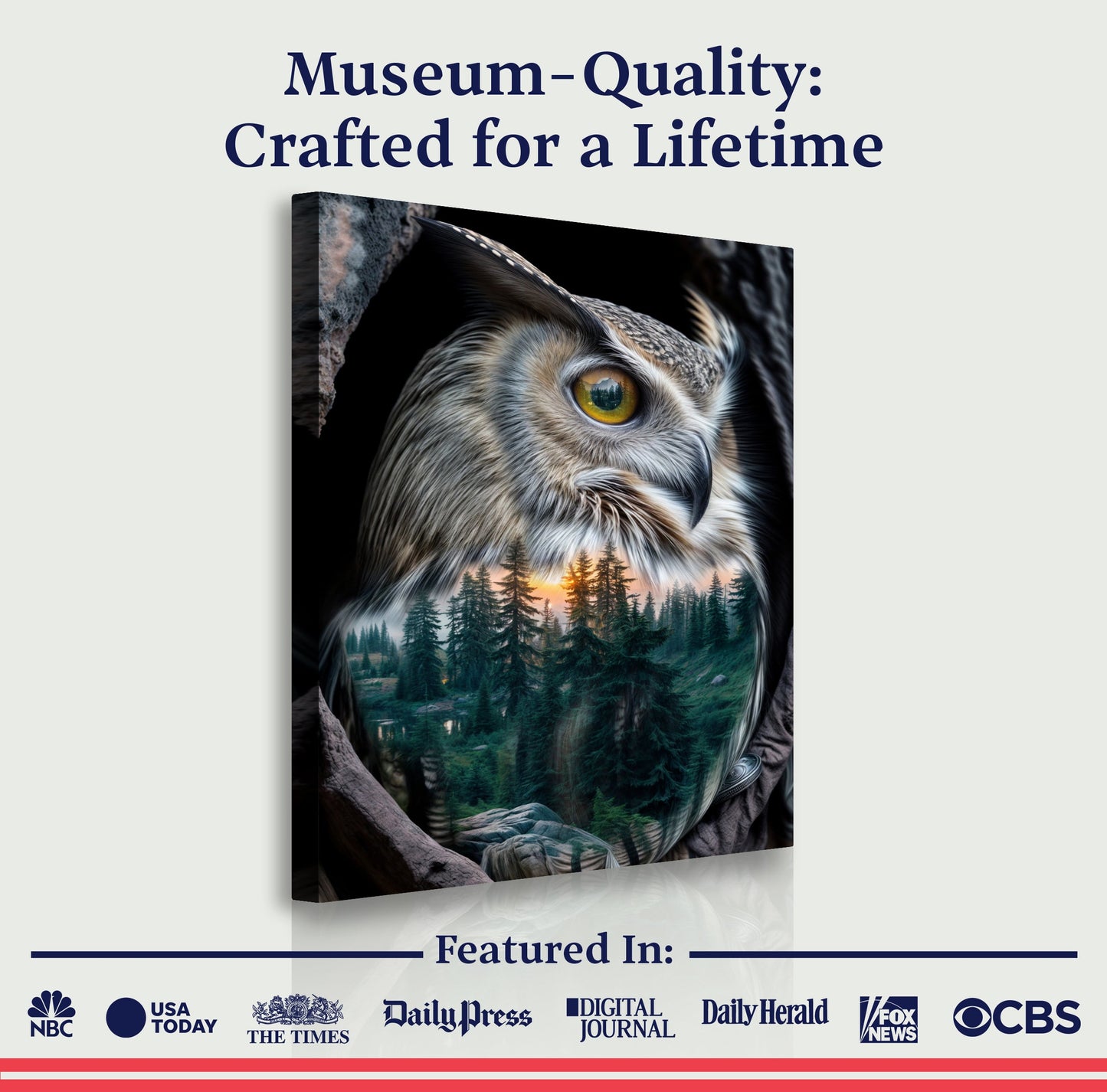 Owl Double Exposure Canvas Wall Art