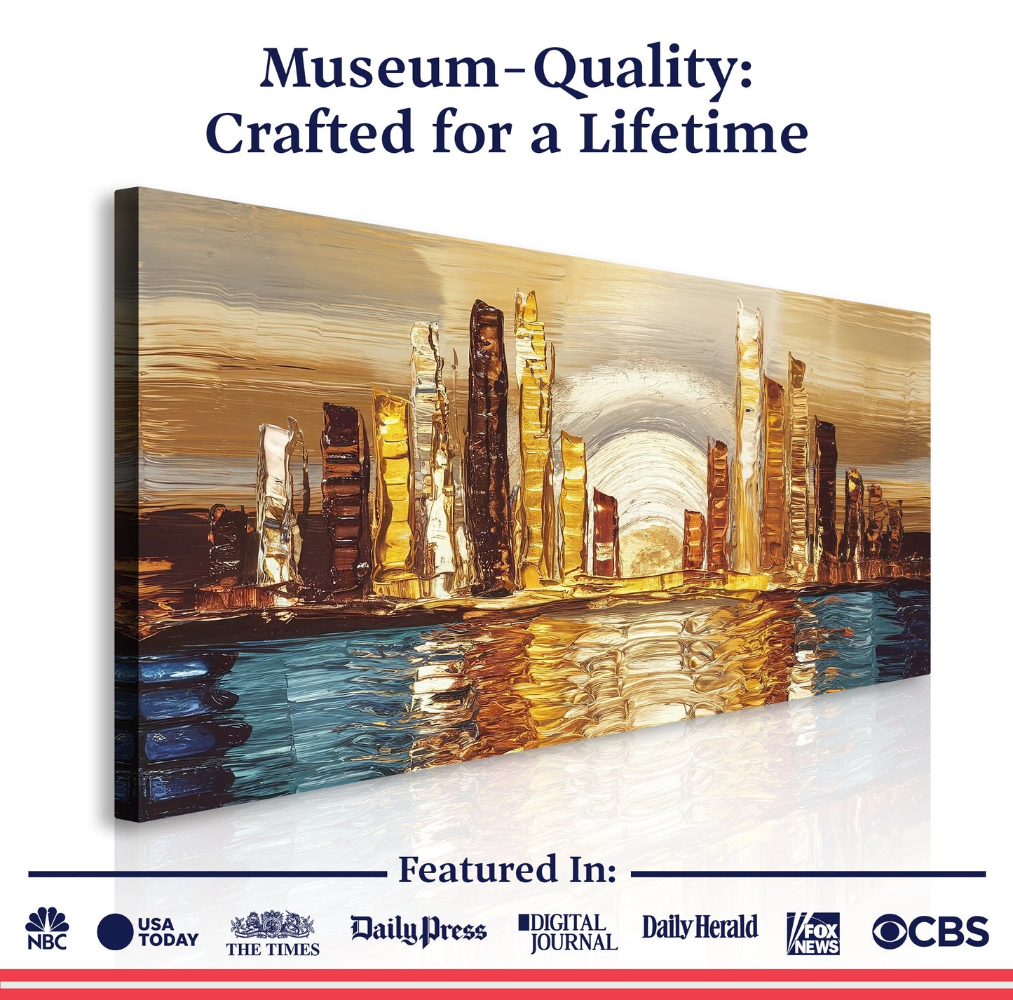 Golden Metropolis Abstract Impasto Canvas Wall Art
