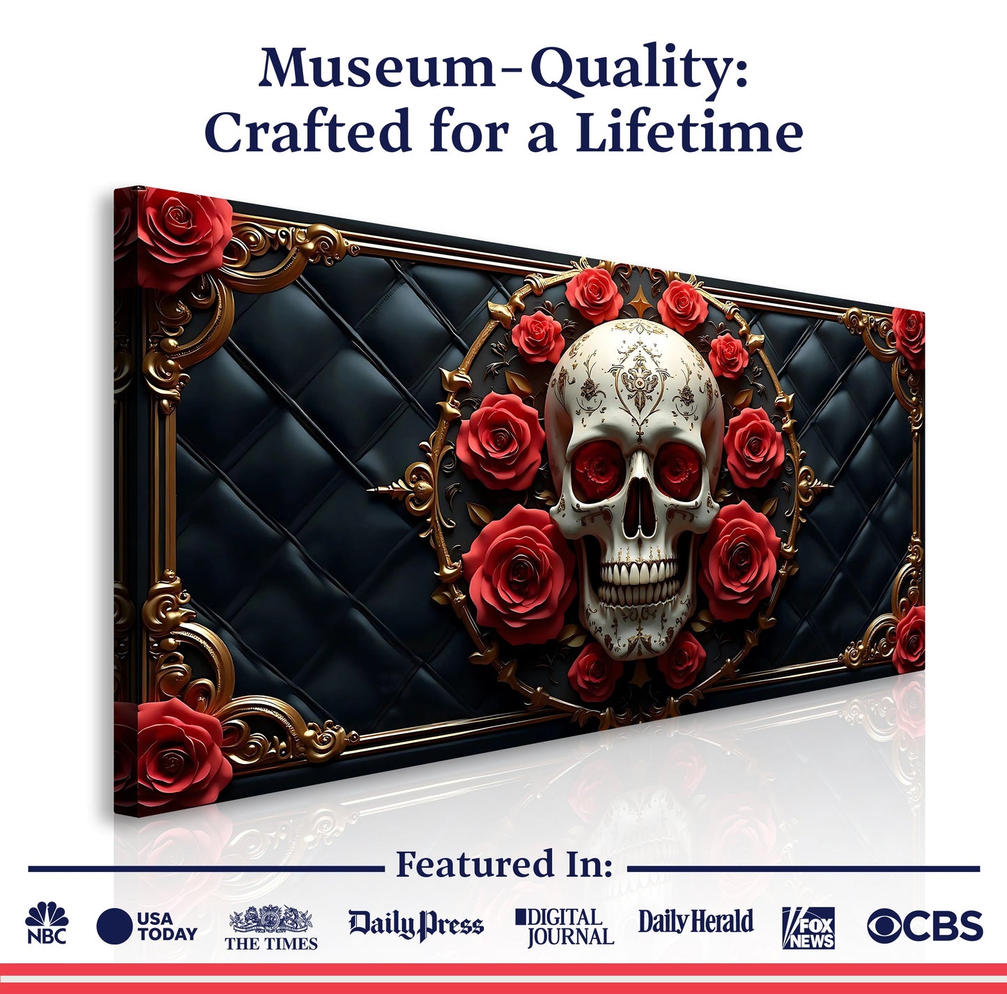 3D Rose and Skull Canvas Wall Art VII