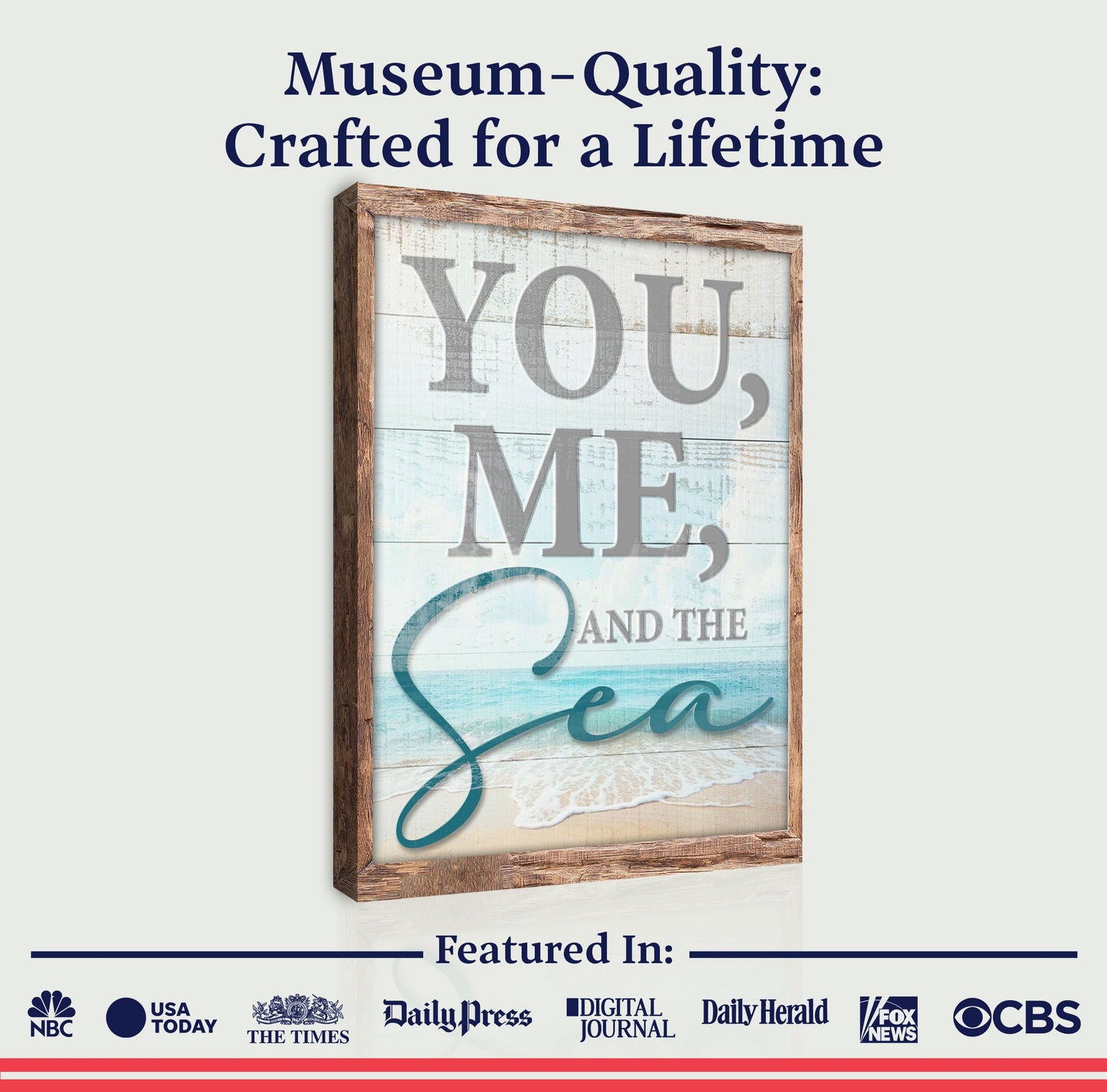 You Me and the Sea Coastal Sign Canvas Wall Art