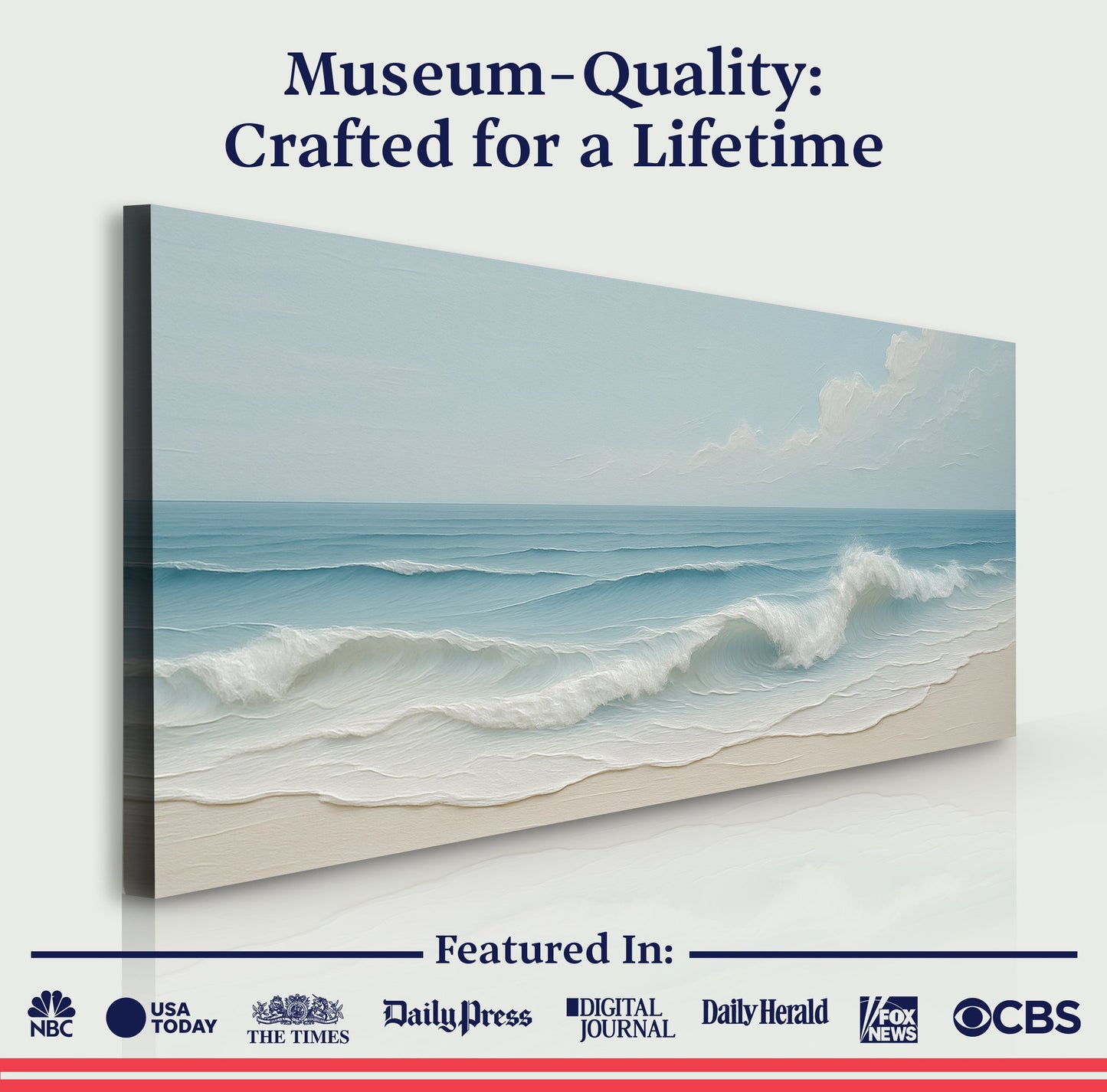 Serene Ocean Wave Coastal Wall Art Canvas