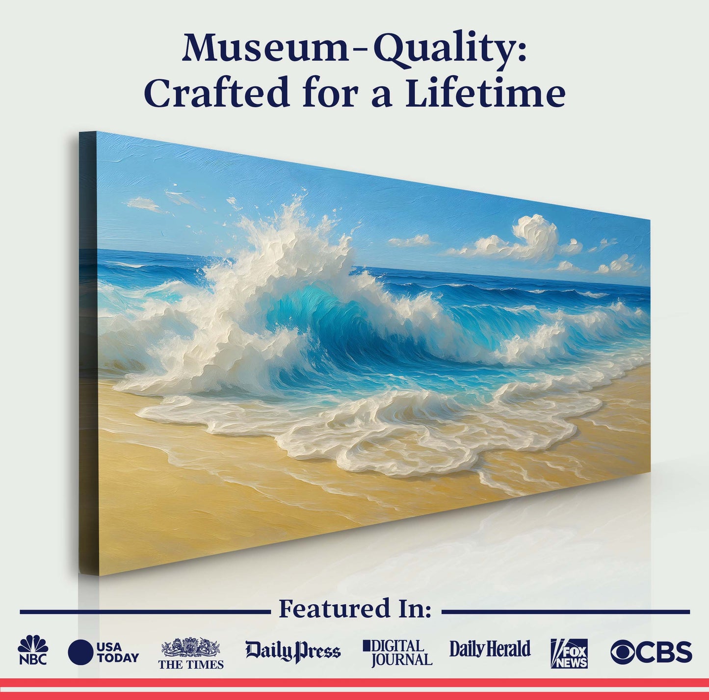Serene Ocean Wave Coastal Canvas Wall Art