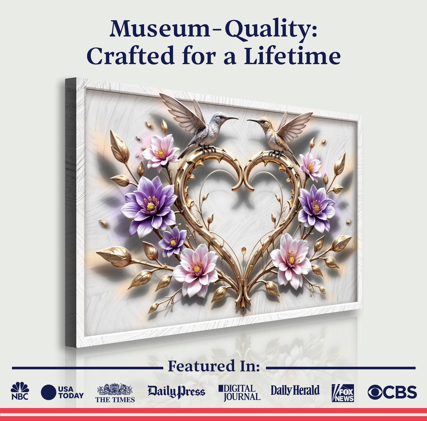 3D Hummingbirds Canvas Wall Art V