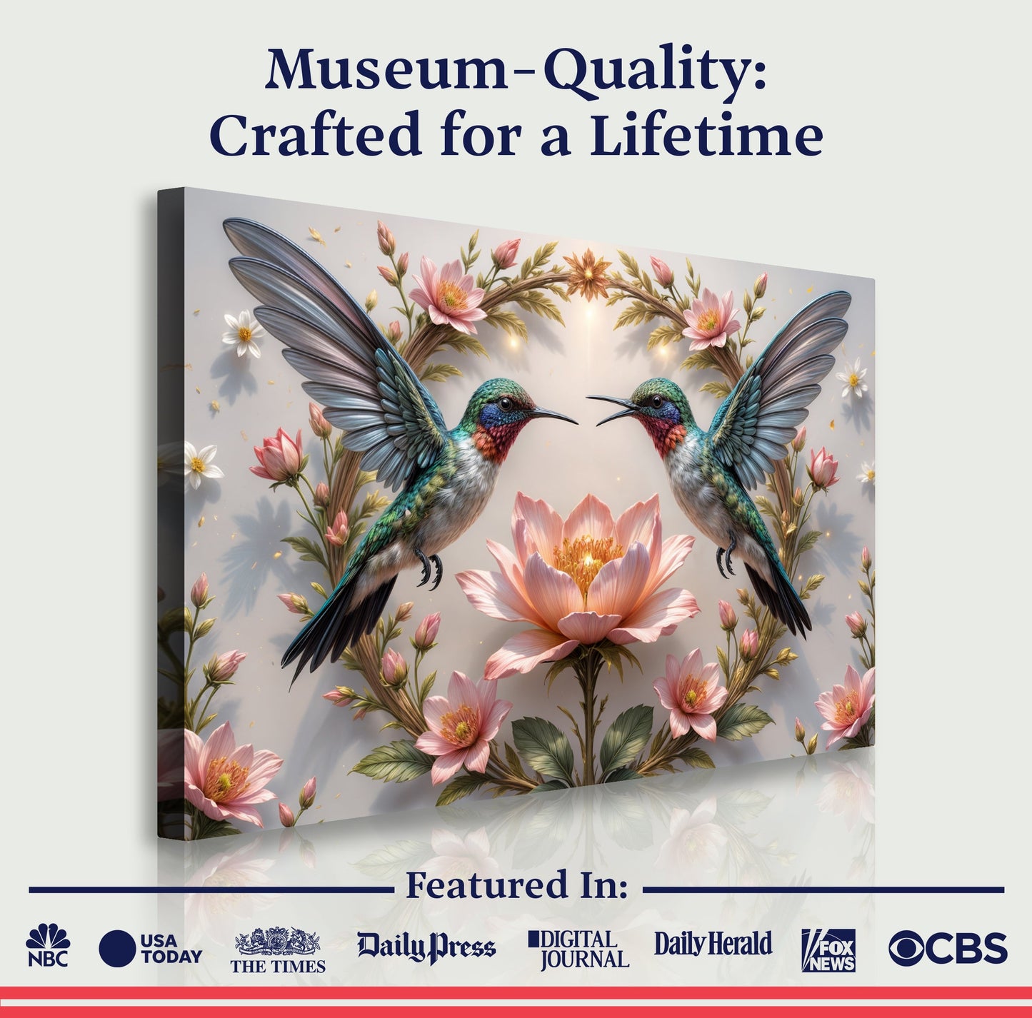 3D Hummingbirds Canvas Wall Art VI