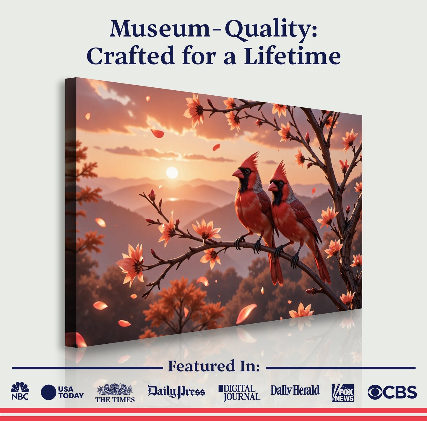 3D Cardinals Canvas Wall Art III