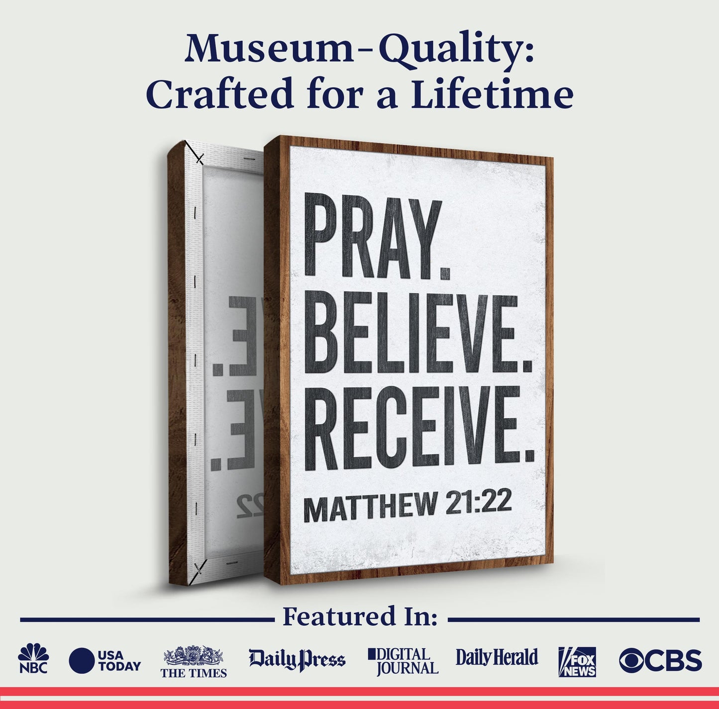 Matthew 21:22 Pray Believe Receive Scripture Canvas Art