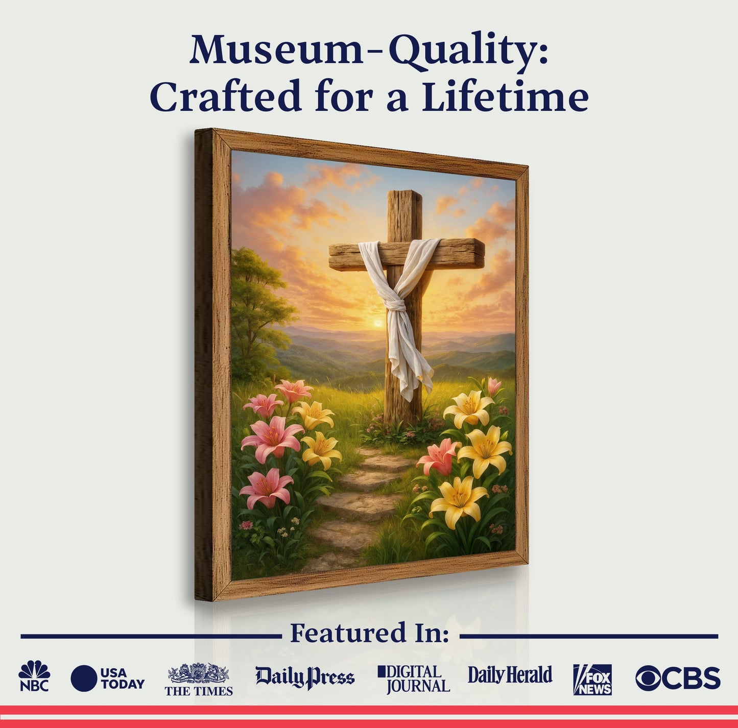 Cross and Flowers Faith Canvas Wall Art II