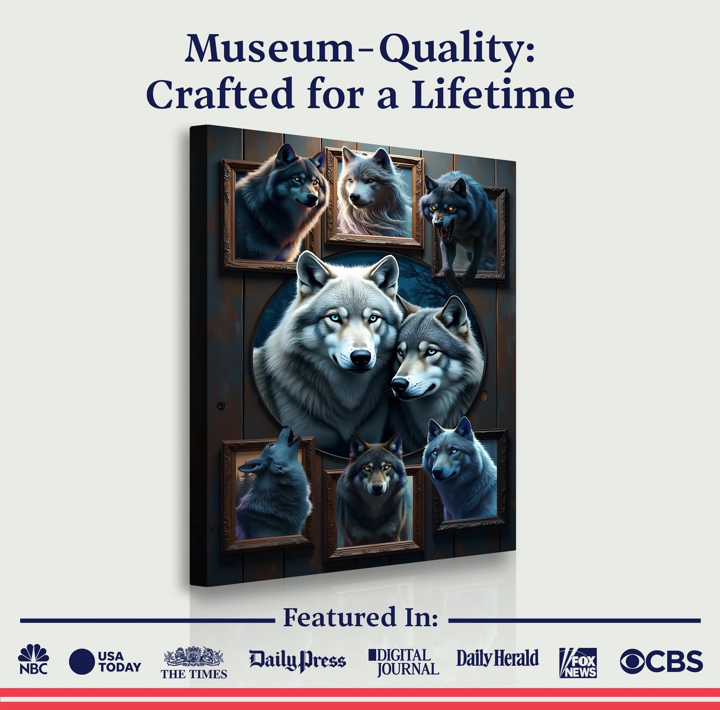 3D Wolf Collage Wall Art Print