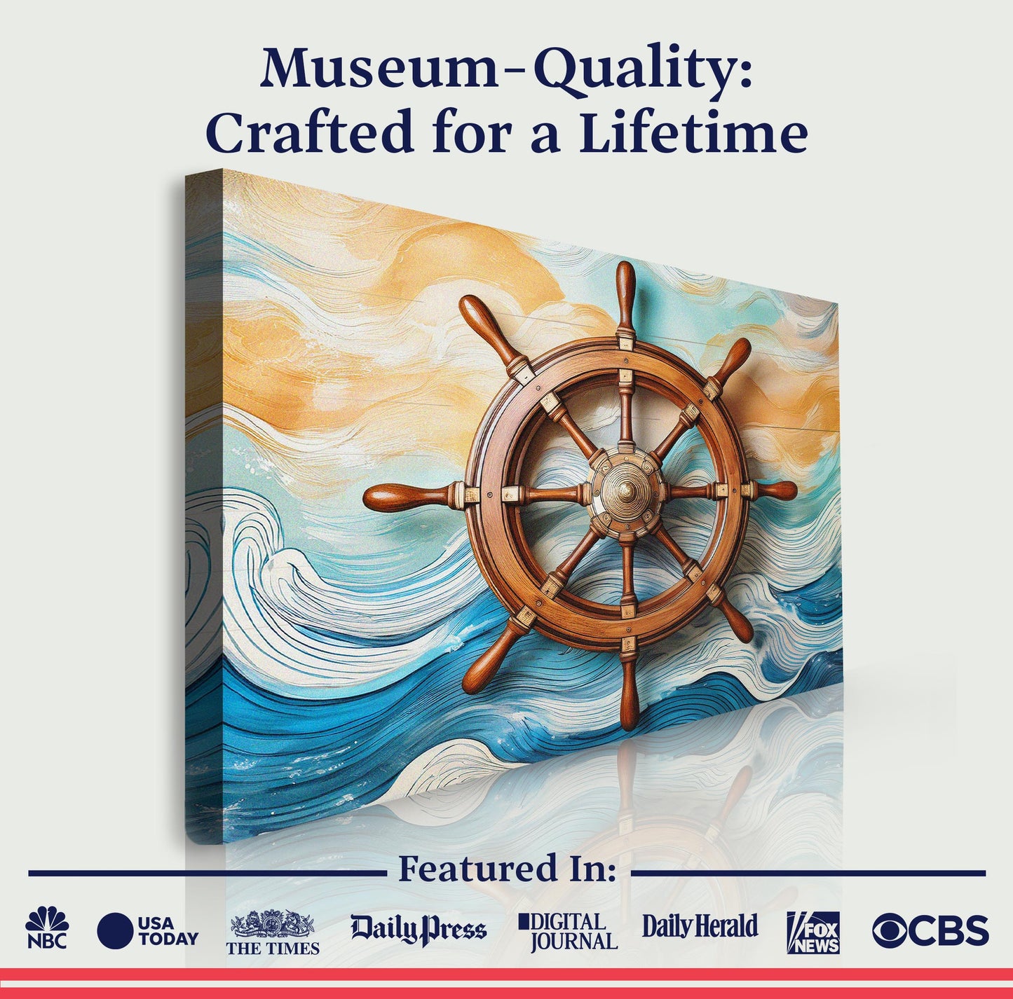 Sailboat and Ship Wheel Coastal Canvas Wall Art II