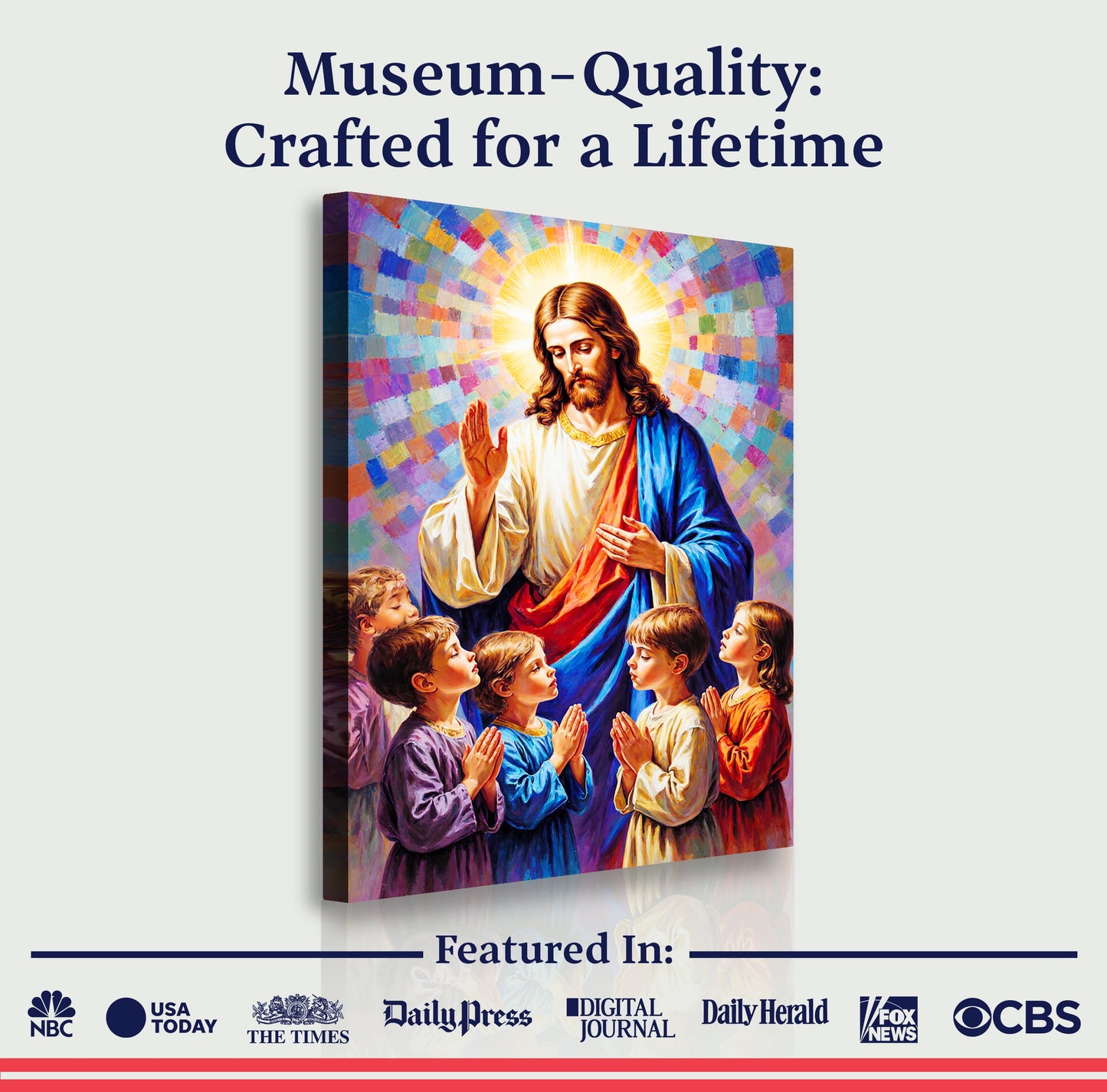 Jesus Praying With Kids Faith Canvas Wall Art