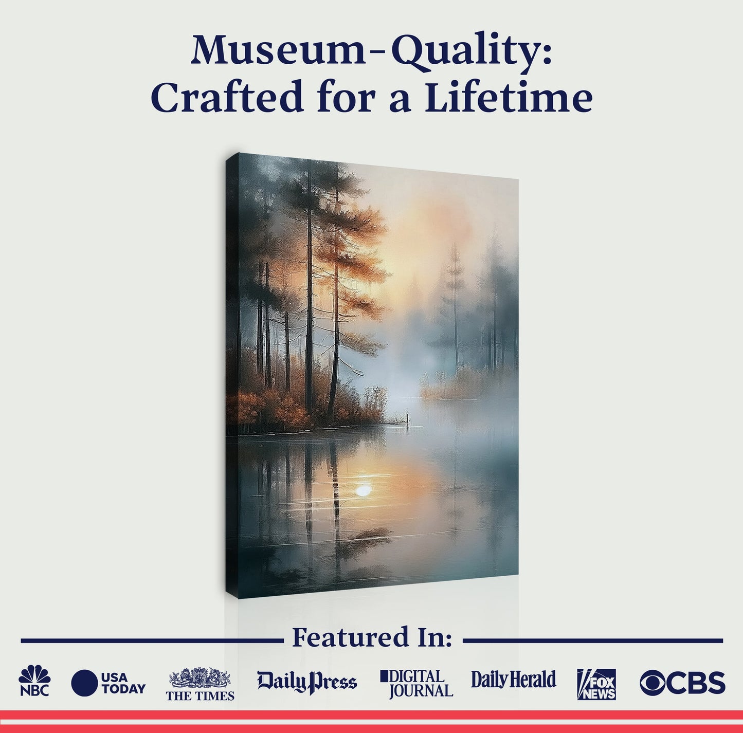 Misty Lake Landscape Canvas Wall Art