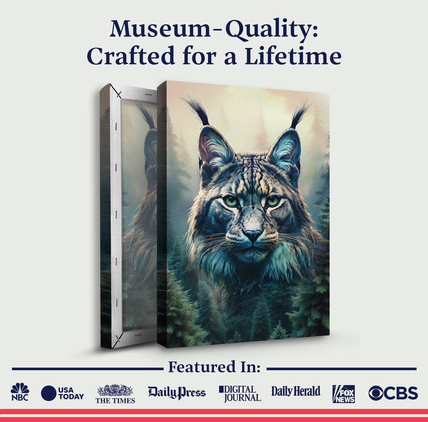 Lynx Double Exposure Canvas Wall Art