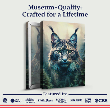 Lynx Double Exposure Canvas Wall Art