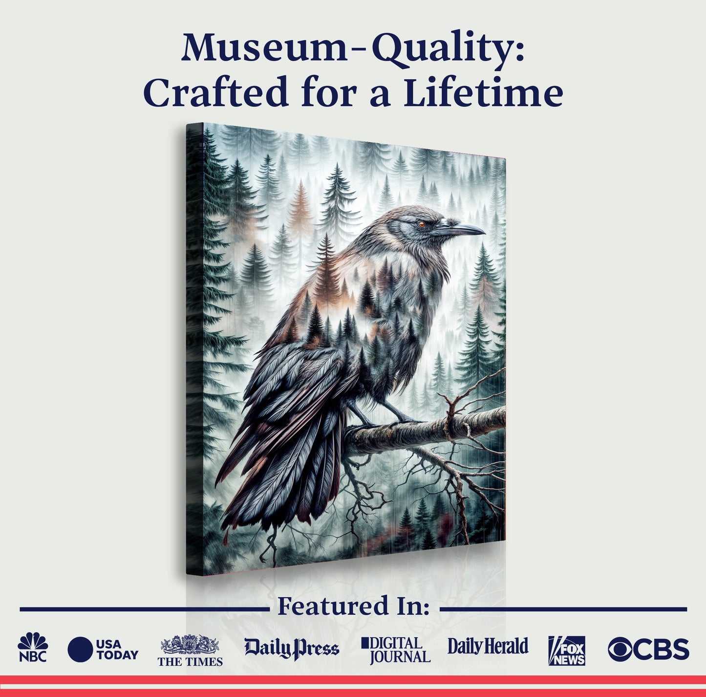 Crow Double Exposure Canvas Wall Art