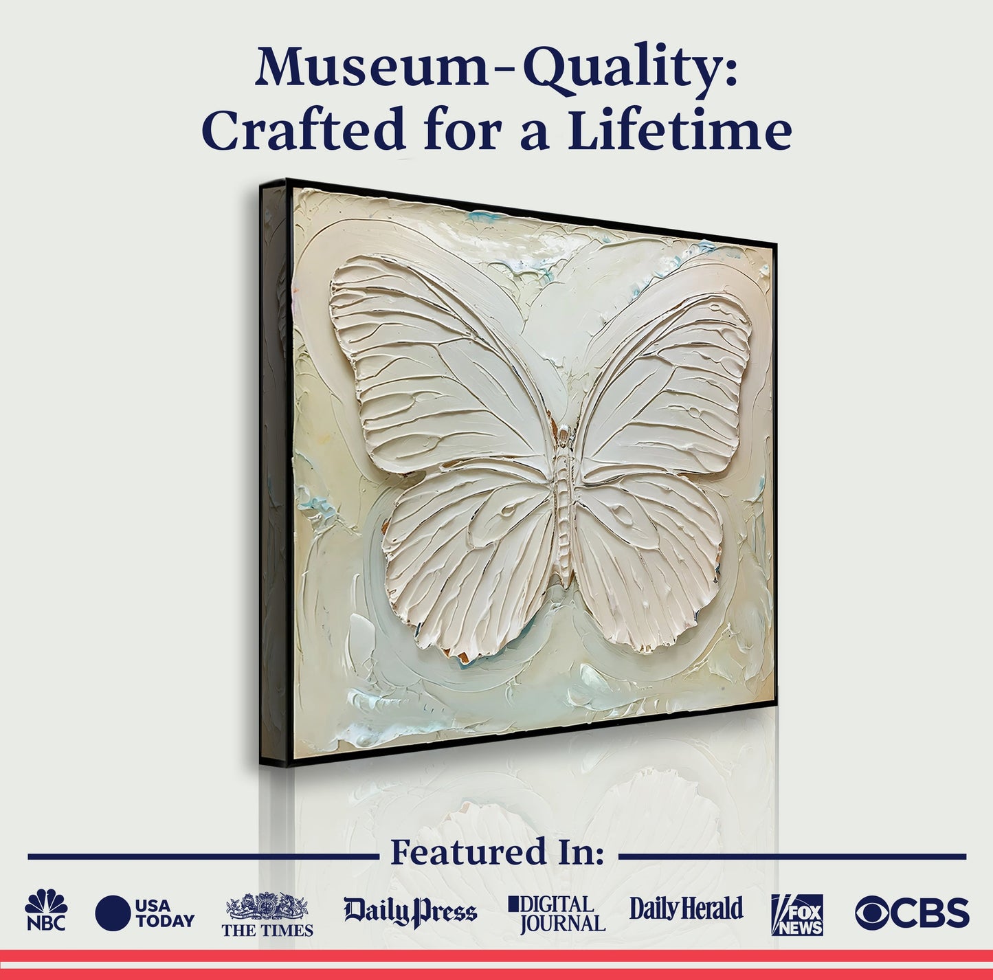 3D White Butterfly Canvas Wall Art