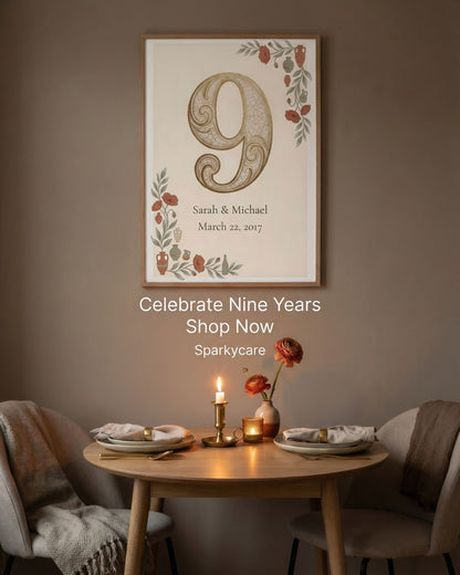 Personalized 9th Anniversary Wall Art