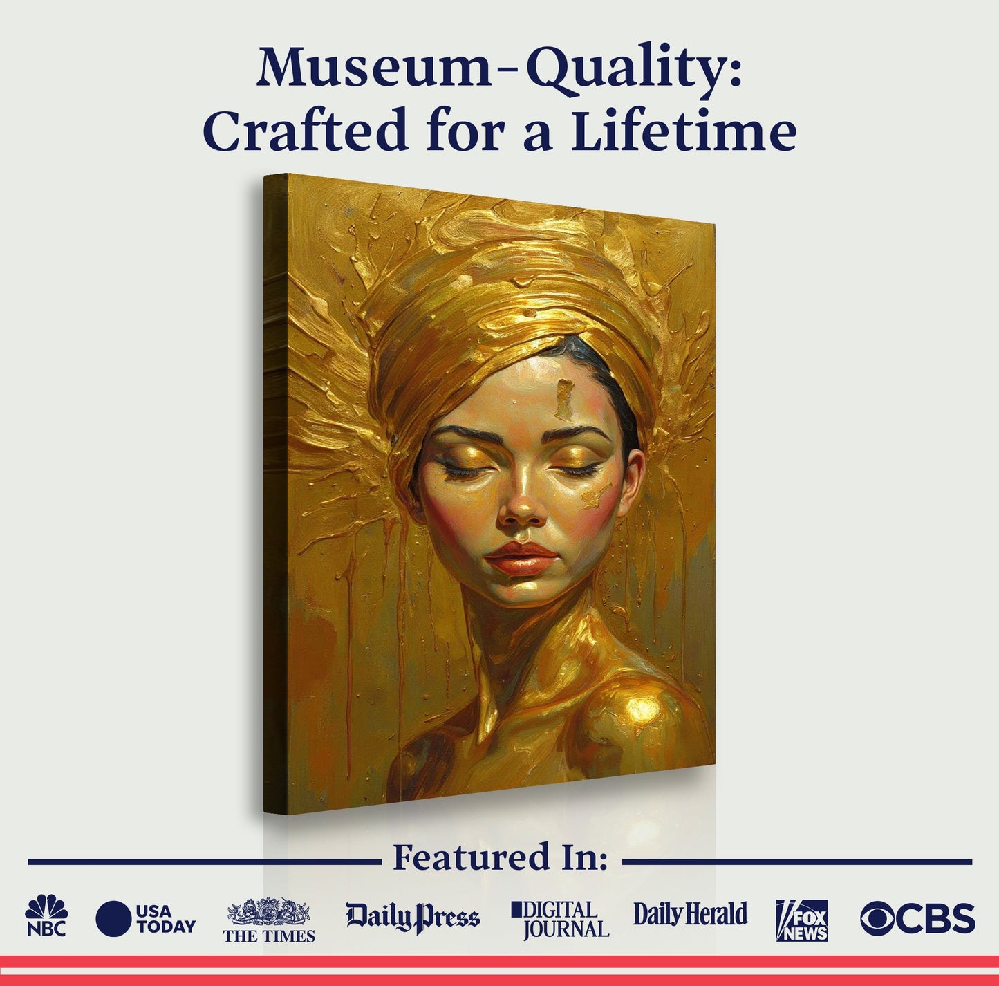 Woman's Golden Serenity Canvas Wall Art