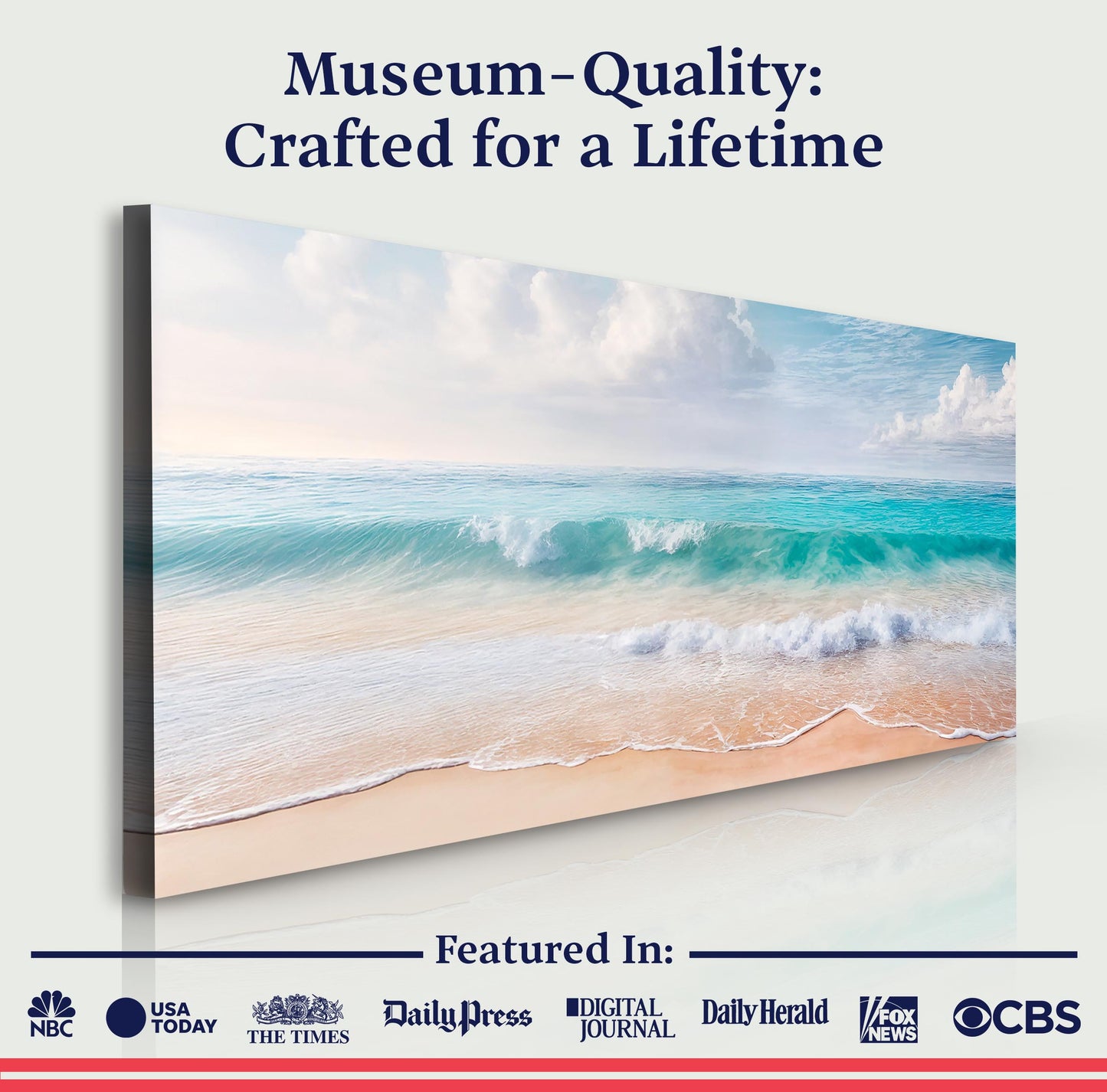 Serene Ocean Wave Coastal Canvas Wall Art