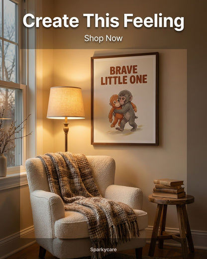 Brave Little One Monkey Poster - Bold Typography Framed Art