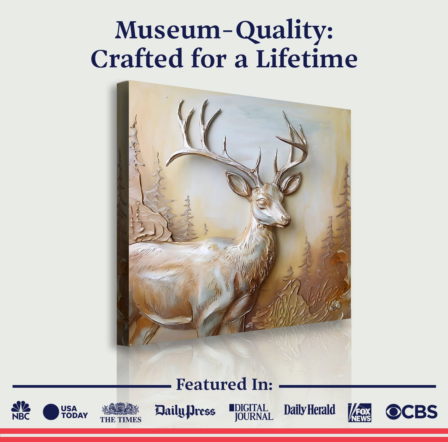 3D Deer Canvas Wall Art