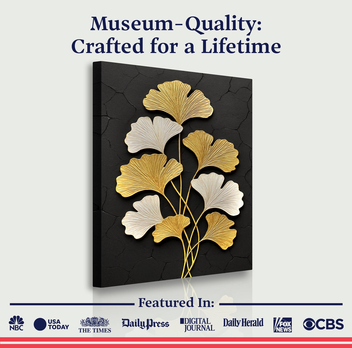 Golden Ginkgo Canvas Wall Art - Botanical Nature Print