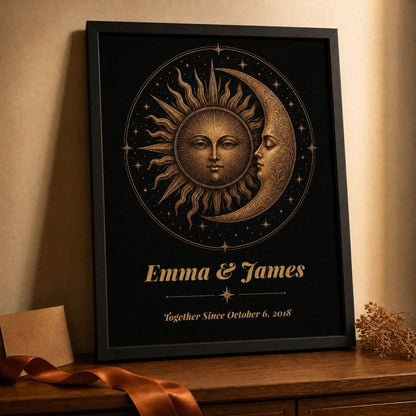 Personalized Sun & Moon Bronze Anniversary Print