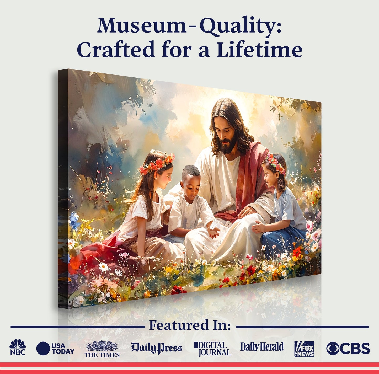 Jesus With Children Christian Canvas Wall Art