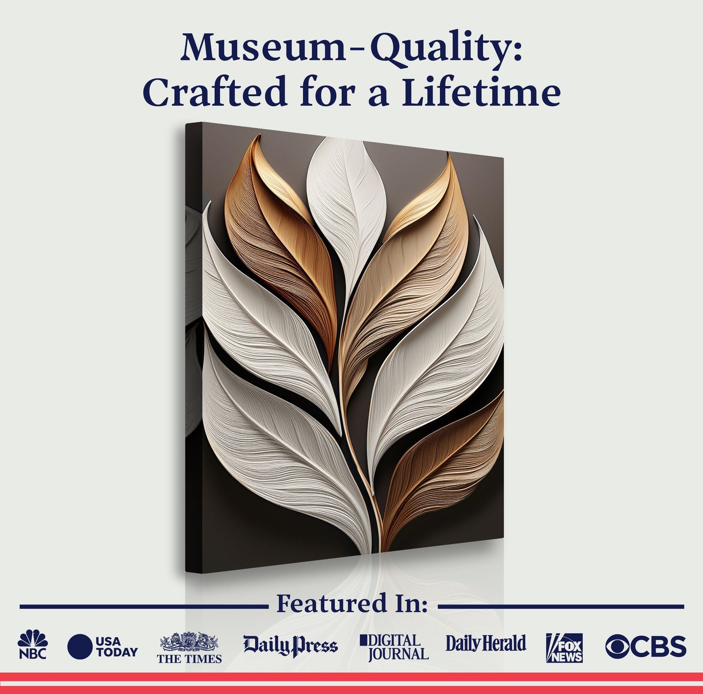 Elegant 3D Leaf Canvas Wall Art