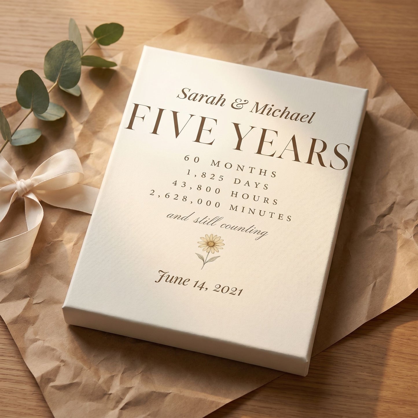 Personalized 5 Year Anniversary Canvas