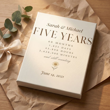 Personalized 5 Year Anniversary Canvas - 40x50 cm / 16x20″ / Canvas - Sparkycare