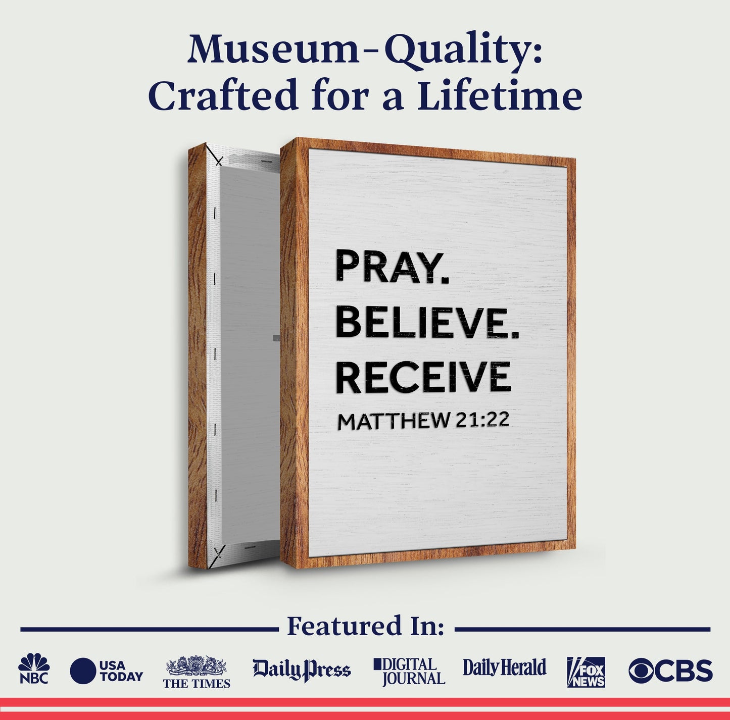 Matthew 21:22 Pray Believe Receive Faith Canvas Wall Art