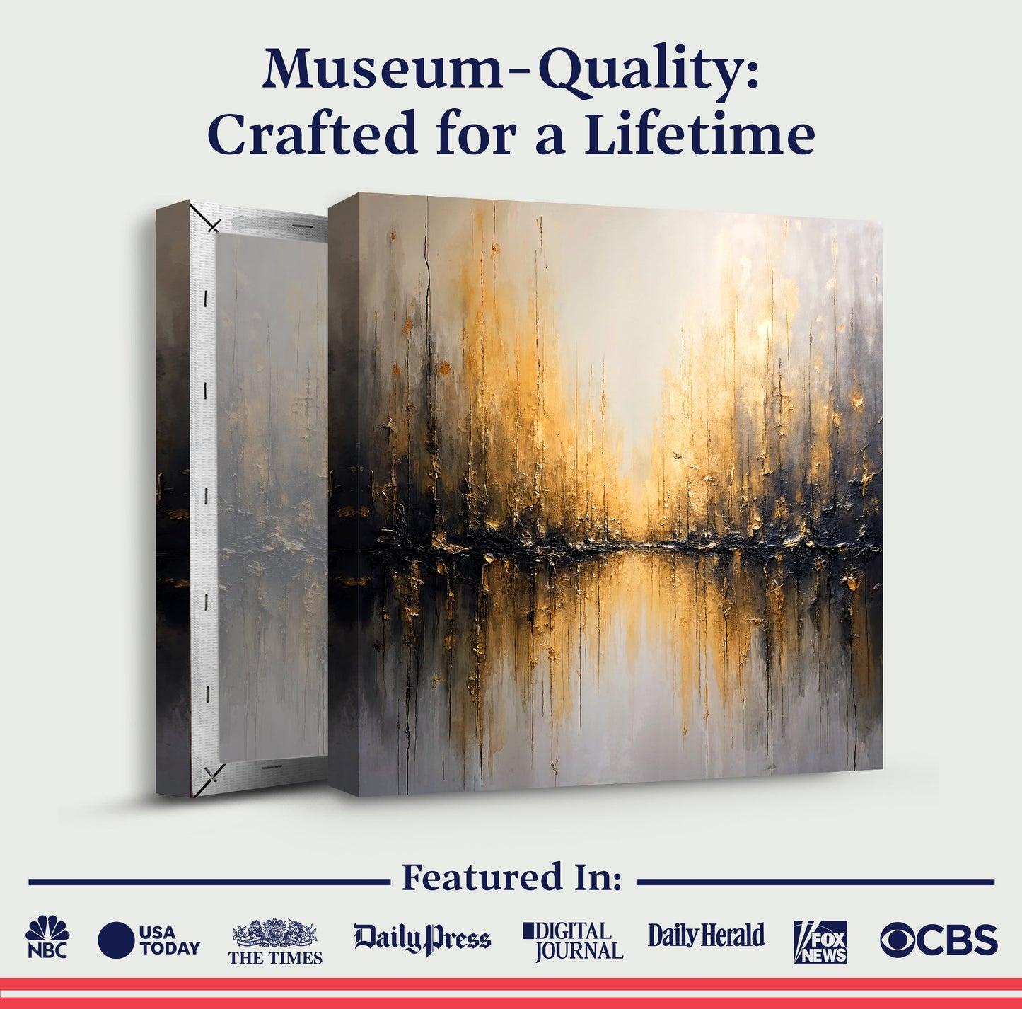 Golden Reflections Abstract Canvas Wall Art - Modern Print