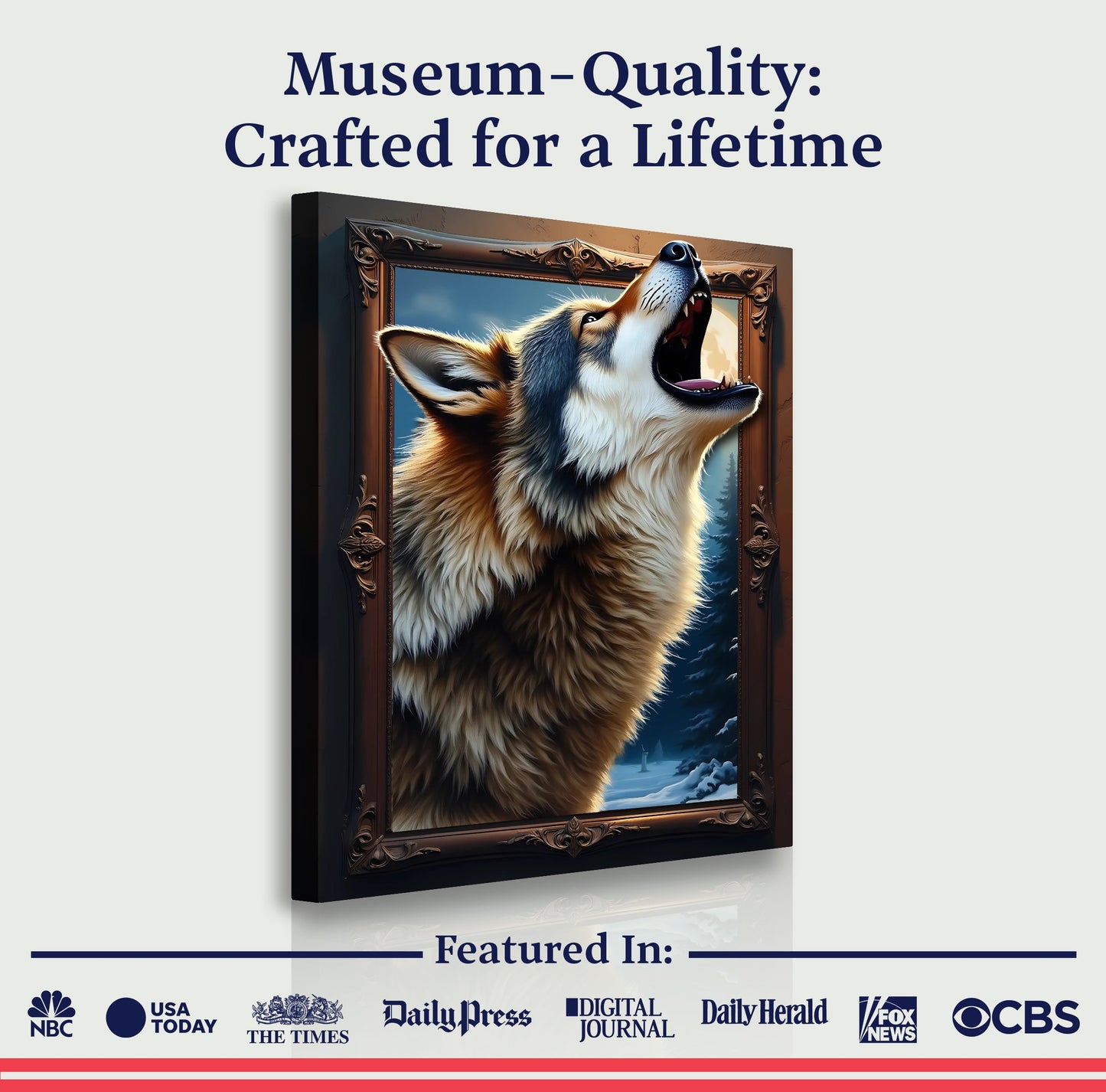 3D Wolf Canvas Wall Art
